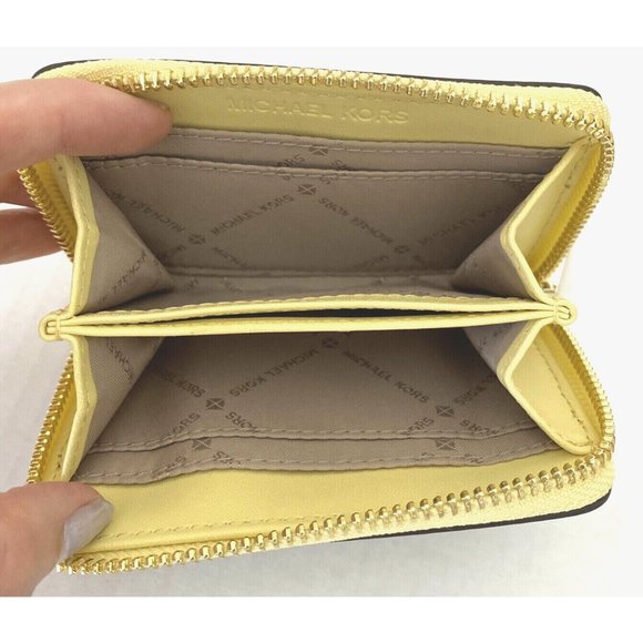 New Michael Kors Jet Set Travel Medium Card Case Wallet Brown / Buttercup - Picture 2 of 4